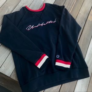 Undefeated navy sweatshirt with red&white stripes